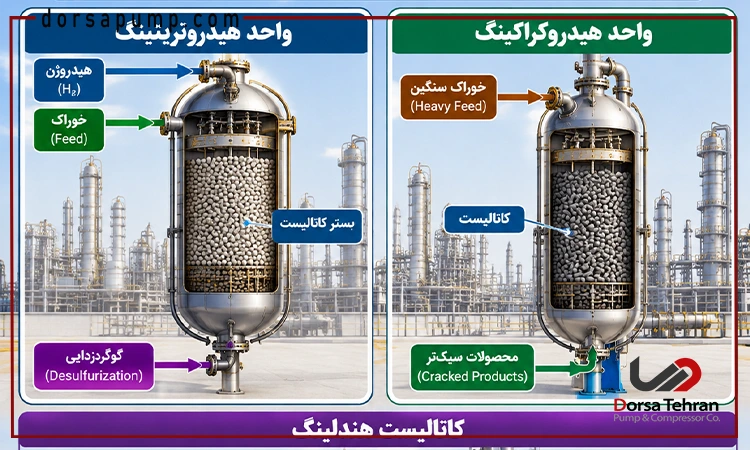 واحدهای هیدروکراکینگ و هیدروتریتینگ و کاتالیست هندلینگ 3 تفاوت هیدروکراکینگ و هیدروتریتینگ